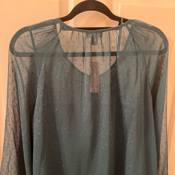 J. Crew Tops - J.Crew Point Sur Popover in Pin Dot Chiffon Emerald Green Top SIZE Small NWT